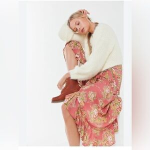 Auguste The Label Bonnie Cascade Wrap Skirt Peach Shabby Chic Midi Floral Pink